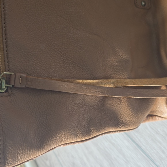 Lucky Brand Bag Patchwork Leather Tan Bag With Tassles Boho Hippie Preppy - Picture 8 of 12